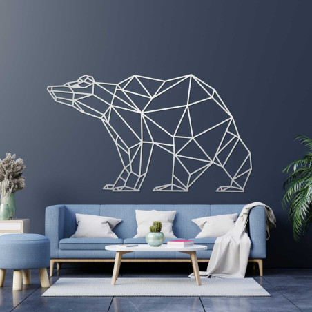Moderní dřevěná dekorace medvěd v geometrickém stylu