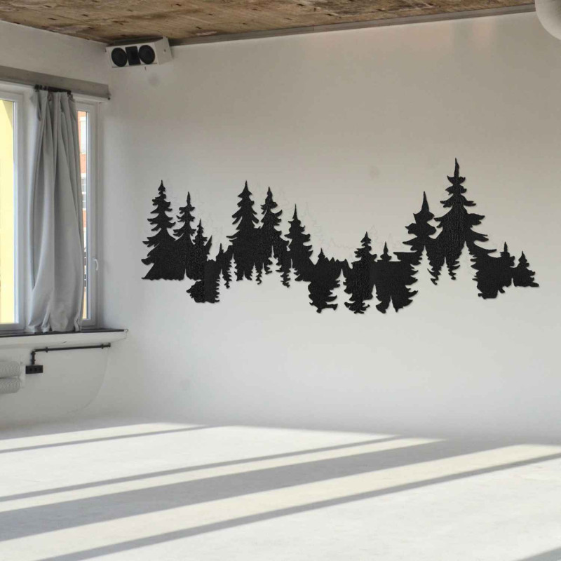 Nástěnný dekor les ze dřeva, panorama stromů, moderní interiér