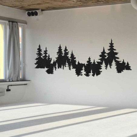 Nástěnný dekor les ze dřeva, panorama stromů, moderní interiér