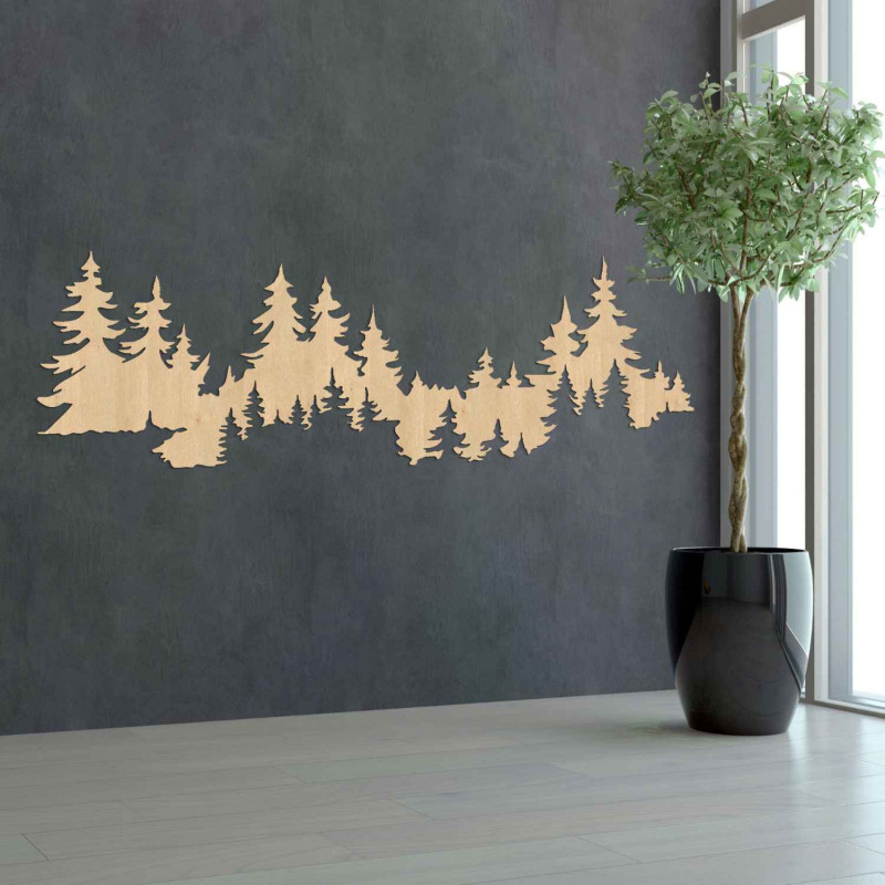 Nástěnný dekor les ze dřeva, panorama stromů, moderní interiér
