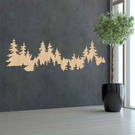 Nástěnný dekor les ze dřeva, panorama stromů, moderní interiér