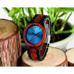 YISUYA Dřevěné náramkové hodinky DH015 Mareda modré