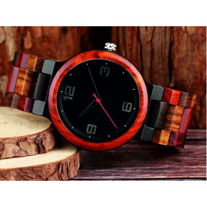 READER Náramkové hodinky na ruku ze dřeva DH017 GEORGIA červené