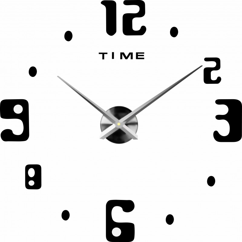 Moderní nástěnné hodiny s velkými čísly a minimalistickým designem.