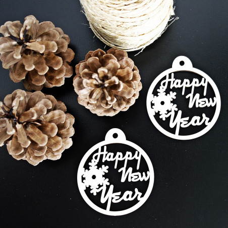 Dřevěná ozdoba na Vánoční stromek - Nový Rok, rozměr: 79x90 mm