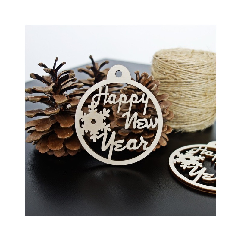 Dřevěná ozdoba na Vánoční stromek - Nový Rok, rozměr: 79x90 mm