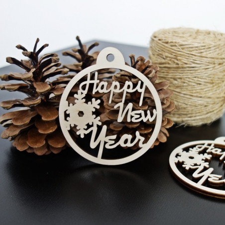 Dřevěná ozdoba na Vánoční stromek - Nový Rok, rozměr: 79x90 mm