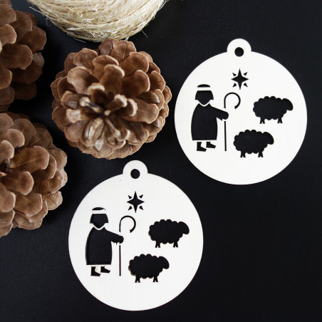 Ozdoba na vánoce vyrobena ze dřeva-Pastier, rozměr:79x90 mm