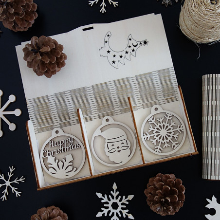 Sada krásných vánočních ozdob ze dřeva, 1 sada-18 kusů