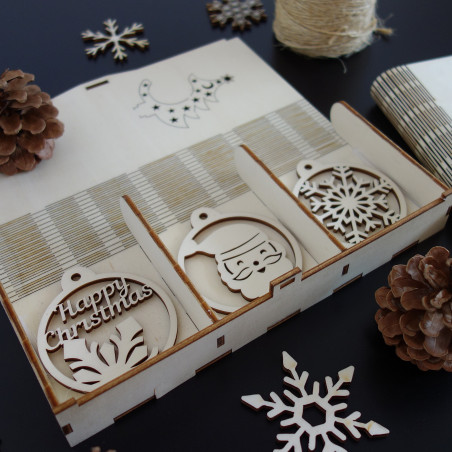 Sada krásných vánočních ozdob ze dřeva, 1 sada-18 kusů