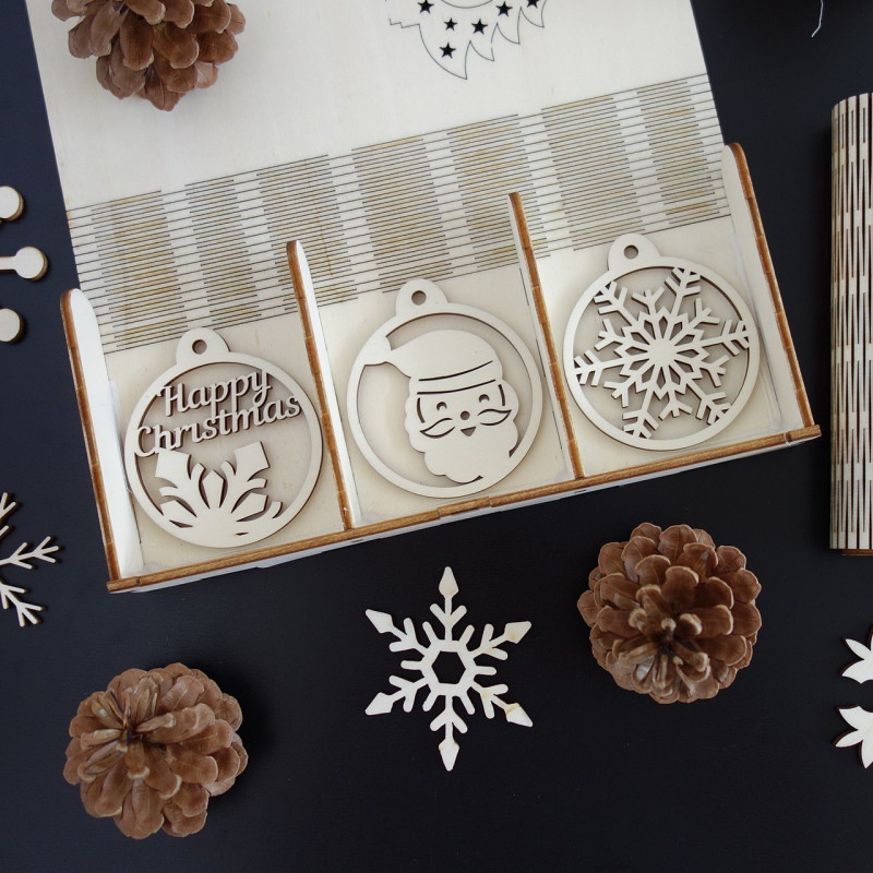 Sada krásných vánočních ozdob ze dřeva, 1 sada-18 kusů