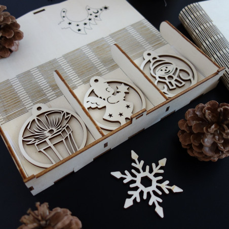 Dřevěné vánoční ozdoby, 1sada-18 kusů