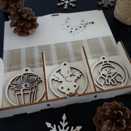 Dřevěné vánoční ozdoby, 1sada-18 kusů