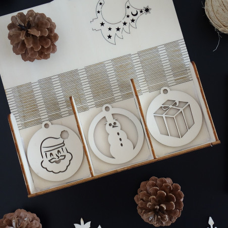 Dřevěné ozdoby na vánoční stromeček, 1 sada-18 kusů