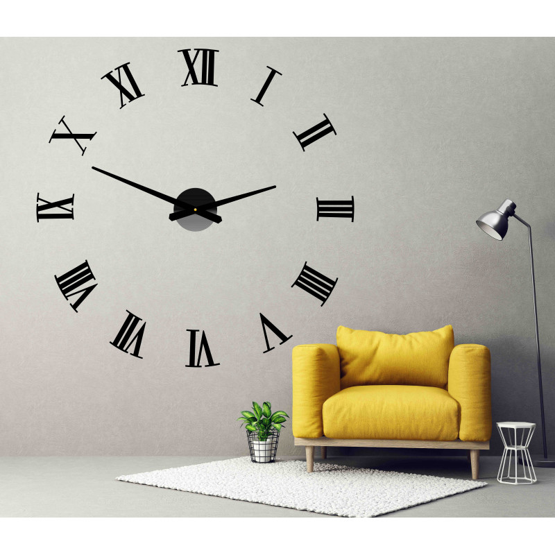 Nalepovací nástěnné hodiny římské 2D plexi