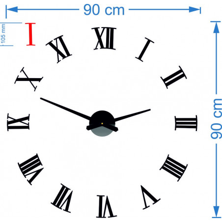 Nalepovací nástěnné hodiny římské 2D plexi