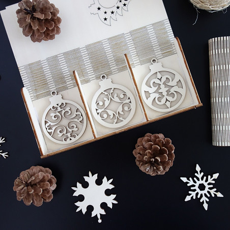 Dřevěné vánoční ozdoby, 1 sada-18 kusů