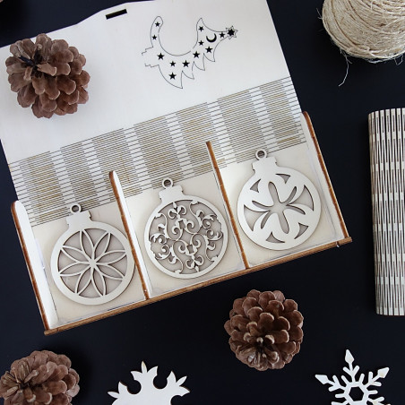 Sada dřevěných dekorací na Vánoce, 1 sada-18 kusů