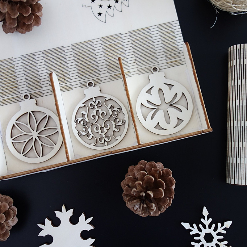 Sada dřevěných dekorací na Vánoce, 1 sada-18 kusů