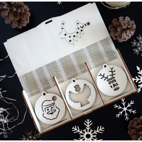 Kolekce vánočních dřevěných ozdob, 1 sada -18 kusů