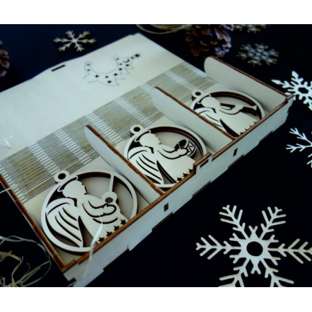 Vintage dřevěné vánoční ozdoby, sada obsahuje 18 kusů