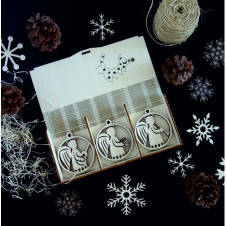 Vintage dřevěné vánoční ozdoby, sada obsahuje 18 kusů