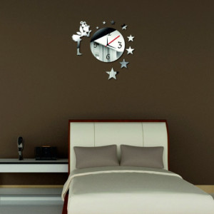 Nalepovací nástěnné hodiny zrcadlové (hodiny na stěnu zrcadlo) Víla Amálka 45x45 cm
