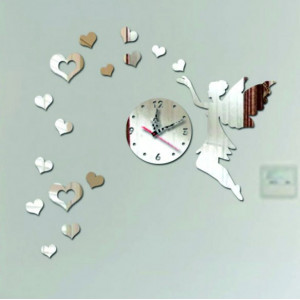 Stylesa - Nástěnné hodiny do dětského pokoje Létající srdce, 40x60 cm