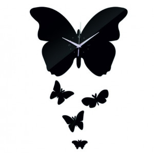 Nástěnné hodiny zrcadlové Motýli, 35x45 cm