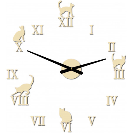 Nalepovací hodiny na zeď kočky