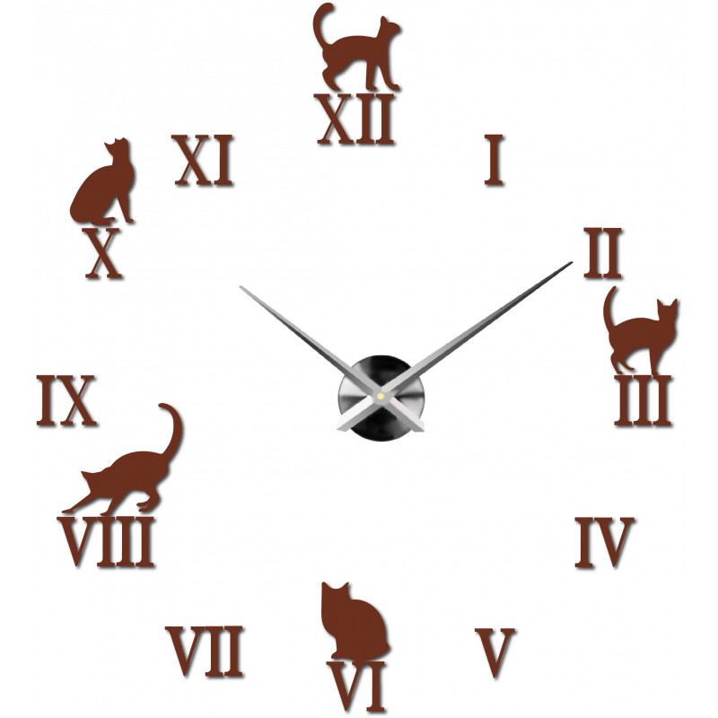 Hodiny na zeď kočky DIY, Nalepovací hodiny na zeď kočky
