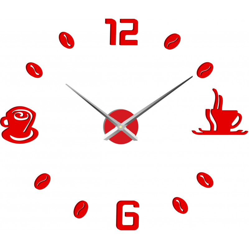 Velké nástěnné hodiny nalepovací COFFE PLEXI