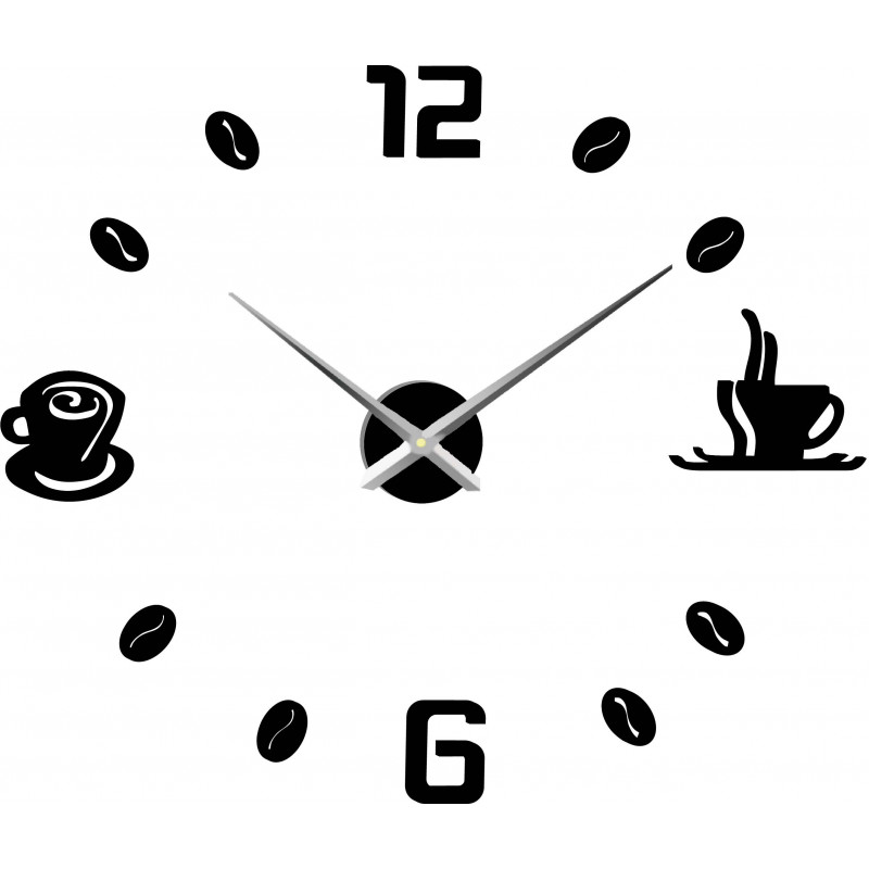 Velké nástěnné hodiny nalepovací COFFE PLEXI