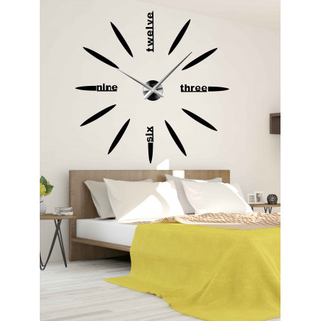 Velké nástěnné hodiny nalepovací zrcadlové 3D DIY SIX Velké nástěnné hodiny nalepovací zrcadlové 3D DIY SIX