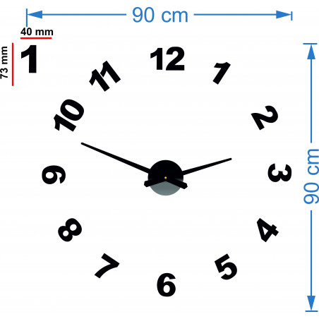 Designové nástěnné hodiny samolepicí PLEXI čísla OPTIC Designové nástěnné hodiny samolepicí PLEXI čísla OPTIC