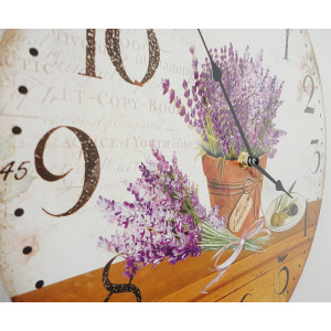 Drevene hodiny levandulovy sen MDF . Fi 30 cm 2