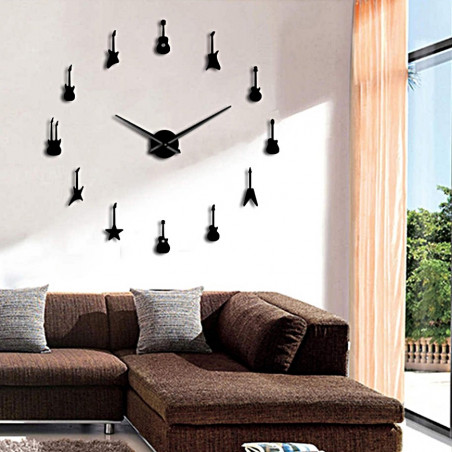 Nástěnné hodiny Kytara Moderní nálepka Zrcadlo Hodiny DIY GUITAR Nástěnné hodiny Kytara Moderní nálepka Zrcadlo Hodiny DIY GUITAR