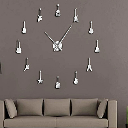 Nástěnné hodiny Kytara Moderní nálepka Zrcadlo Hodiny DIY GUITAR Nástěnné hodiny Kytara Moderní nálepka Zrcadlo Hodiny DIY GUITAR