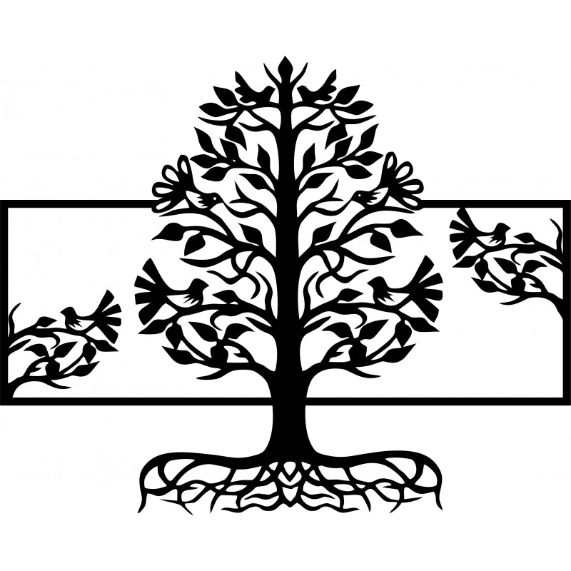 Dřevěný nástěnný obraz kořeny stromu z překližky topol MALFEL