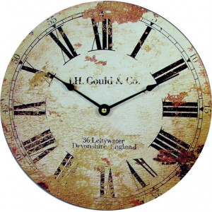 Dřevěné hodiny Retro edice. Materiál: MDF, rozměr: Fi 15 cm