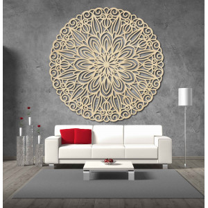 Stylesa -  Vyřezávaná mandala květ dřevěný obraz na stěnu z překližky aj černý PR0249