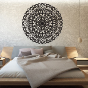 Stylesa- Vyřezávaný květ mandala dřevěný obraz na stěnu z překližky HUDGO  PR0251