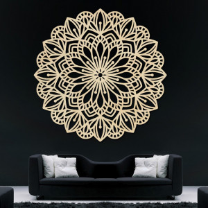 Vyřezávaný květ mandala dřevěný obraz na stěnu z překližky