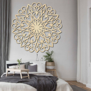 SENTOP - Vyřezávaná mandala květ dřevěný obraz na stěnu z překližky