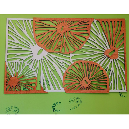 Vyřezávaný obraz na stěnu z dřevěné překližky orange 3D efekt KODJAK