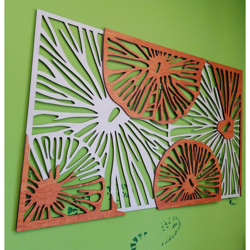Vyřezávaný obraz na stěnu z dřevěné překližky orange 3D efekt KODJAK