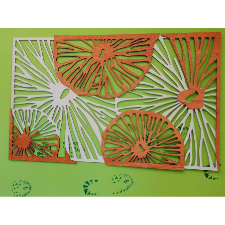 Vyřezávaný obraz na stěnu z dřevěné překližky orange 3D efekt KODJAK