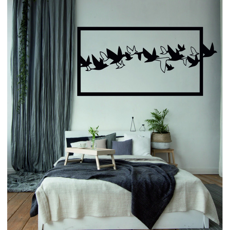 Poutavý obraz na stěnu vyřezávaný z dřevěné překližky ptáci NEBE